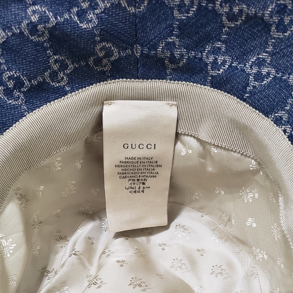 100% Authentic Gucci Canvas Bucket Hat Oscar Sz.M Denim - Picture 8 of 12